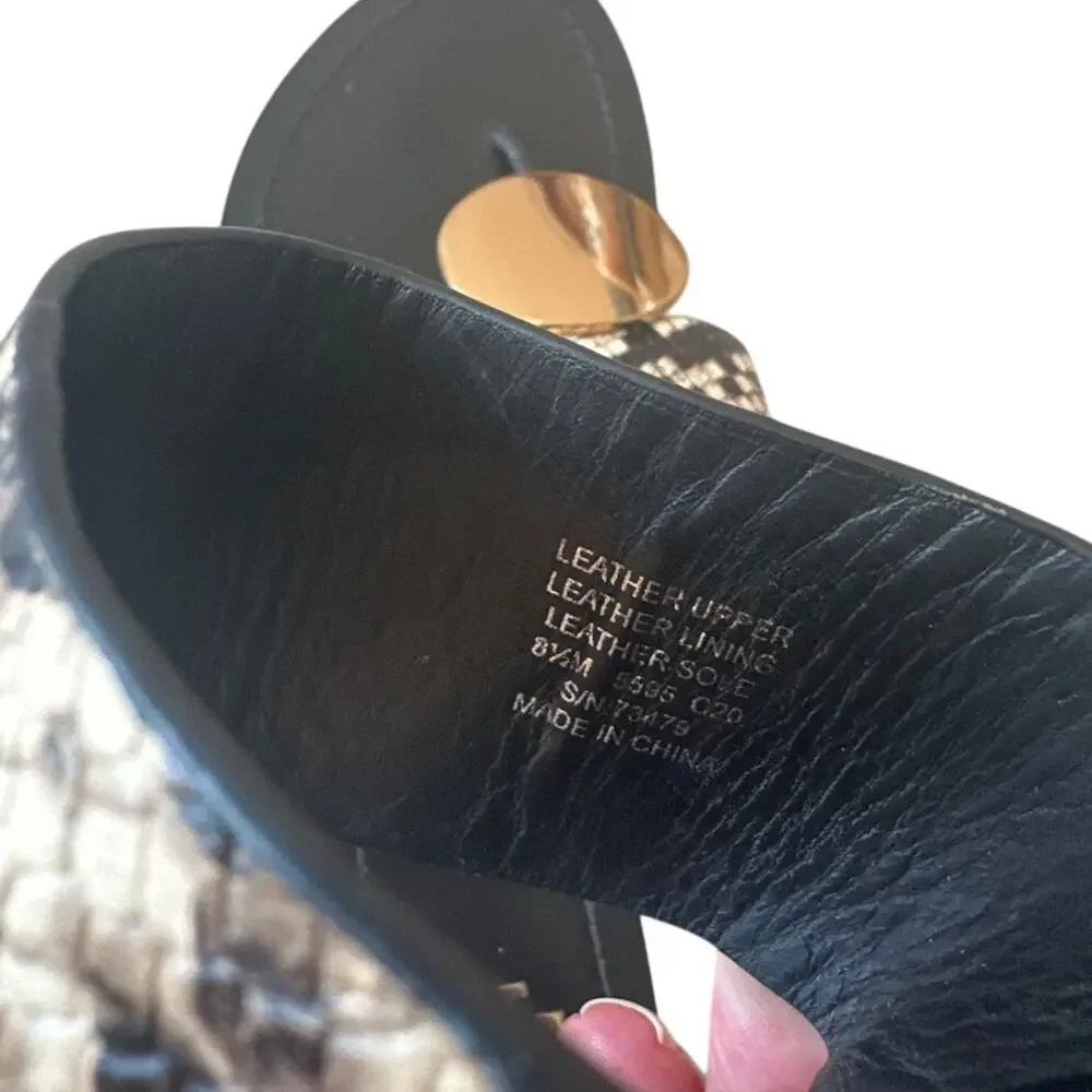 Tory Burch Patos Disk Sandals Snakeskin Gold‎ Thong 8.5